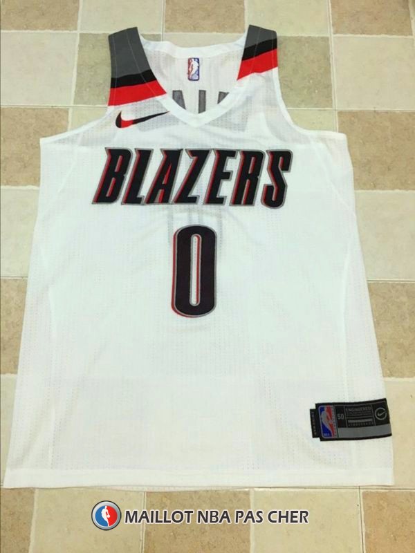 Maillot Authentique Portland Trail Blazers Lillard 2017-18 0 Blanc